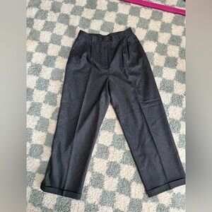 J.CREW 100% Wool Gray Pleated Wide Leg Trousers Pants Rolled Cuff Career Work 12